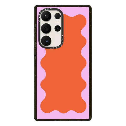 Pink Wavy Border on Orange