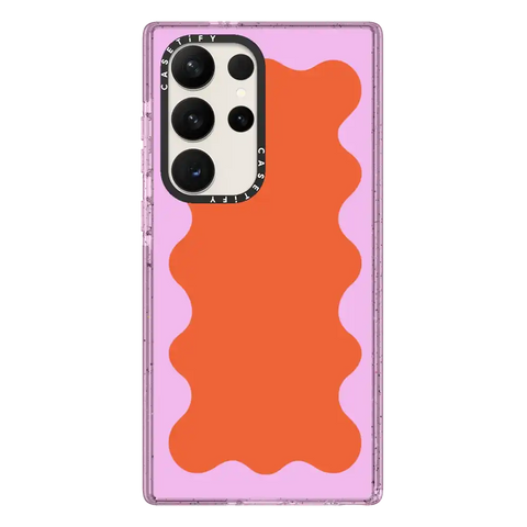 Pink Wavy Border on Orange