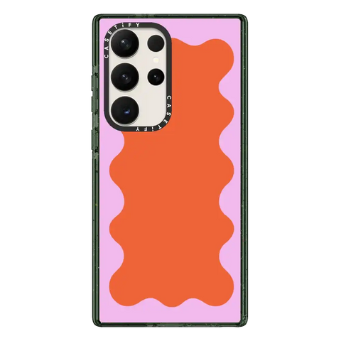 Pink Wavy Border on Orange
