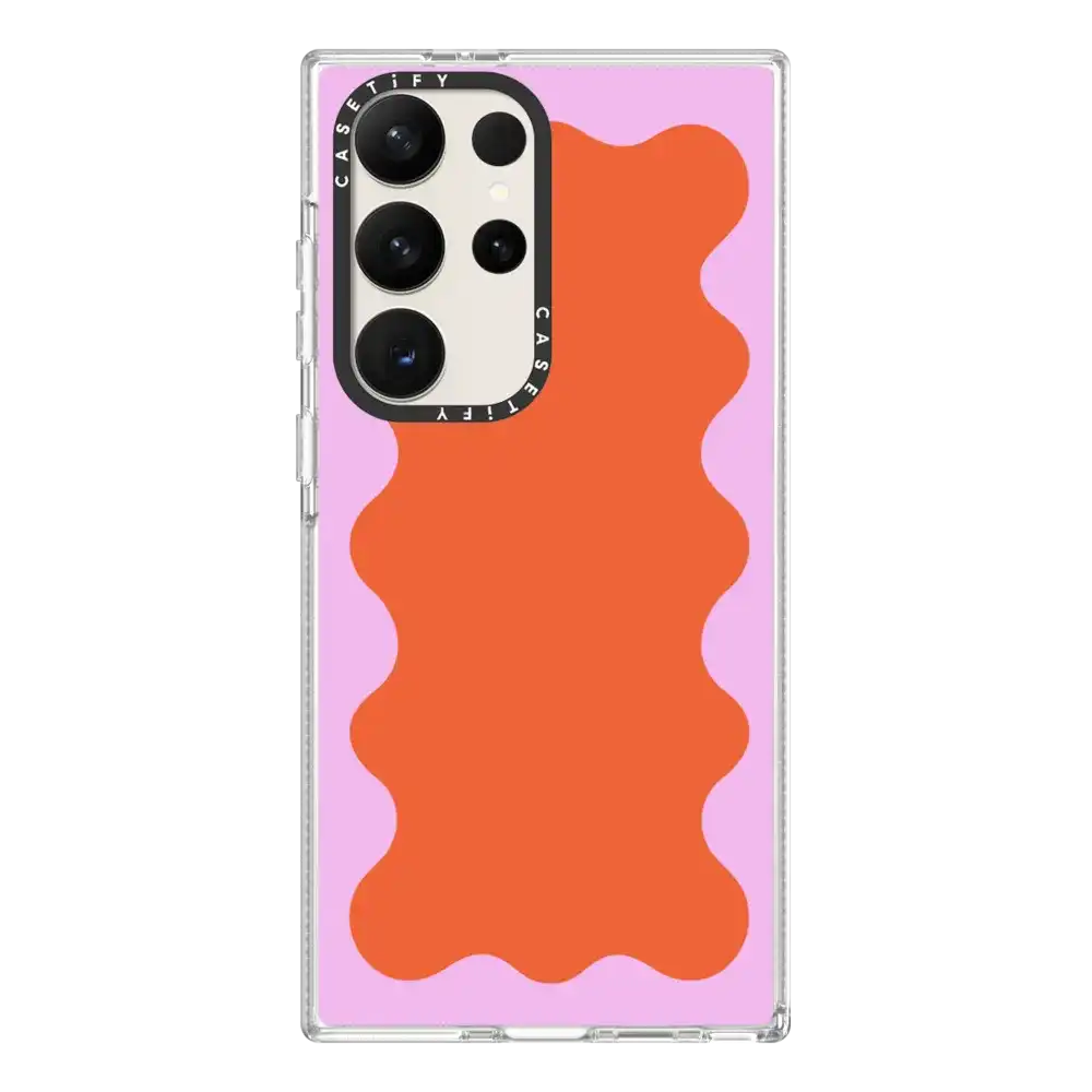 Pink Wavy Border on Orange