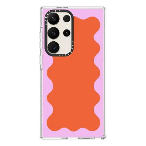 Pink Wavy Border on Orange