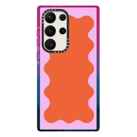 Pink Wavy Border on Orange