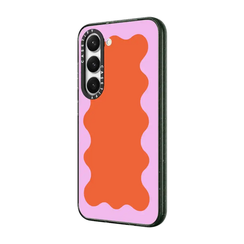 Pink Wavy Border on Orange