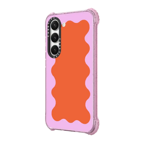 Pink Wavy Border on Orange