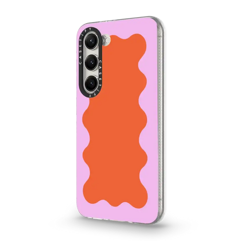 Pink Wavy Border on Orange