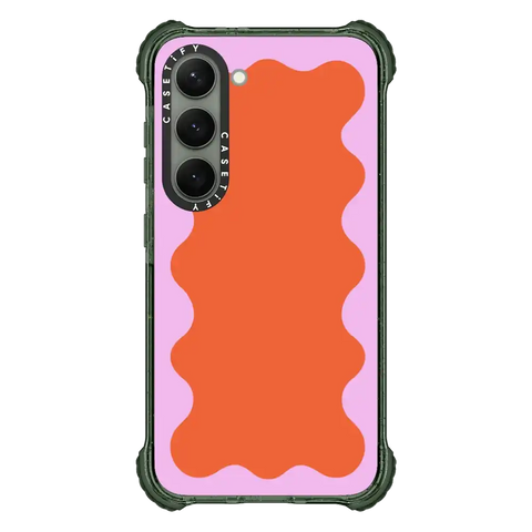 Pink Wavy Border on Orange