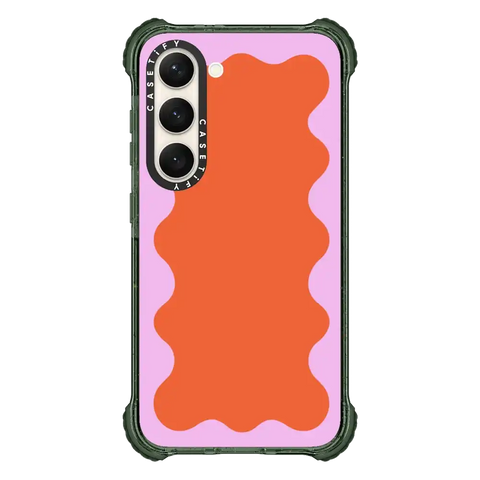 Pink Wavy Border on Orange