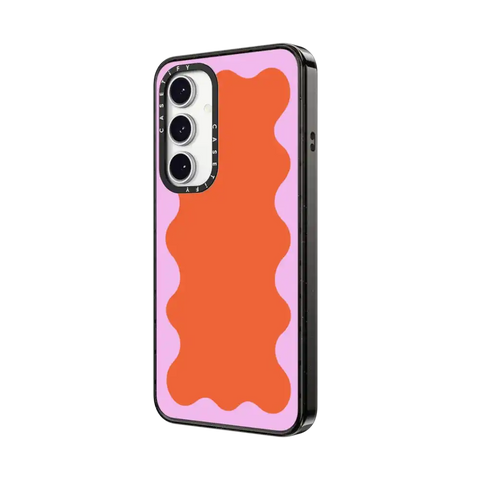 Pink Wavy Border on Orange
