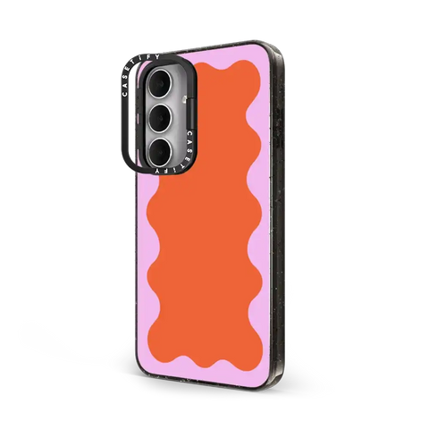 Pink Wavy Border on Orange