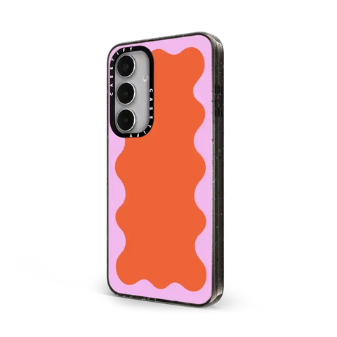 Pink Wavy Border on Orange