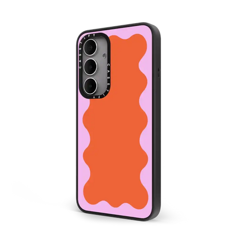 Pink Wavy Border on Orange
