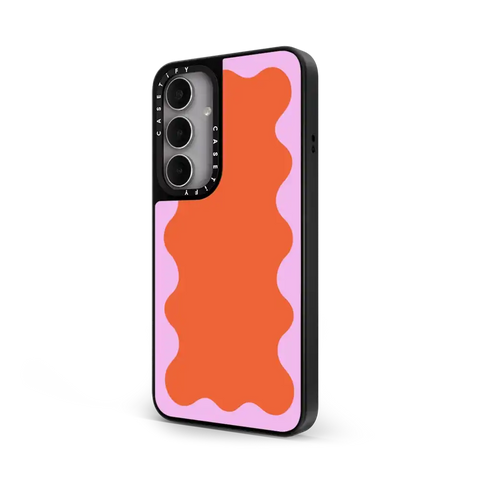 Pink Wavy Border on Orange