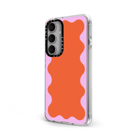 Pink Wavy Border on Orange
