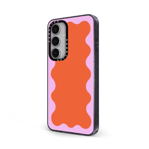 Pink Wavy Border on Orange