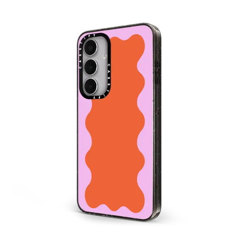 Pink Wavy Border on Orange