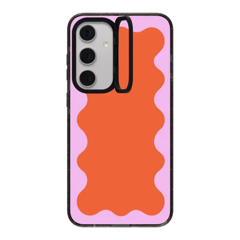 Pink Wavy Border on Orange