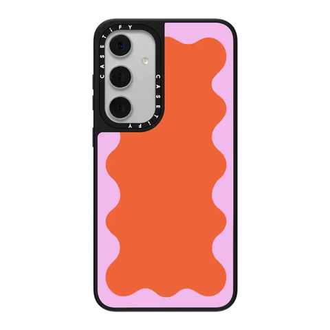 Pink Wavy Border on Orange