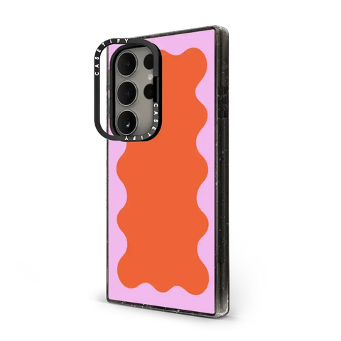 Pink Wavy Border on Orange