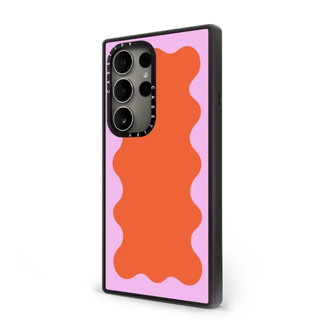 Pink Wavy Border on Orange