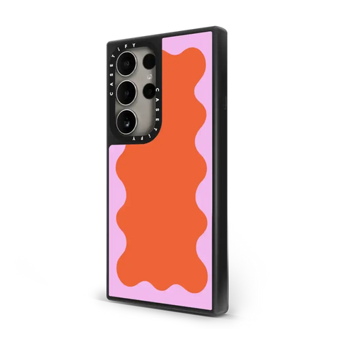 Pink Wavy Border on Orange