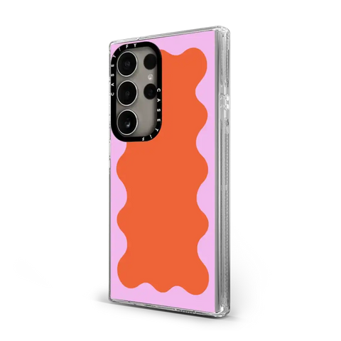 Pink Wavy Border on Orange