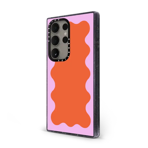 Pink Wavy Border on Orange