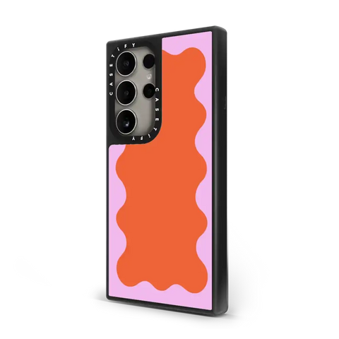 Pink Wavy Border on Orange