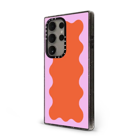 Pink Wavy Border on Orange