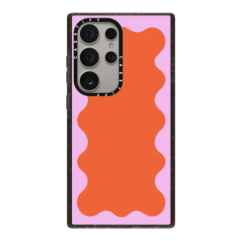 Pink Wavy Border on Orange
