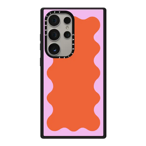 Pink Wavy Border on Orange