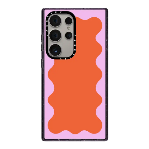 Pink Wavy Border on Orange