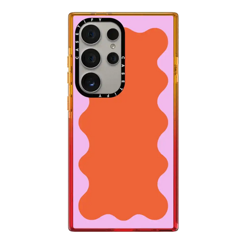 Pink Wavy Border on Orange