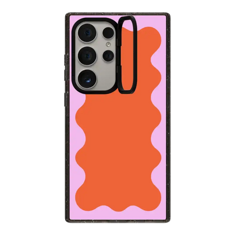 Pink Wavy Border on Orange