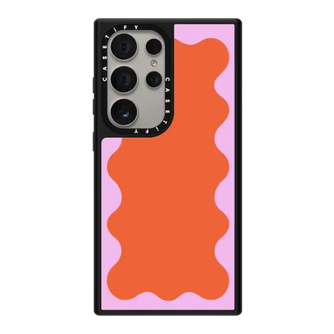 Pink Wavy Border on Orange