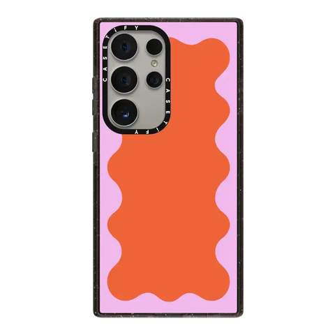 Pink Wavy Border on Orange