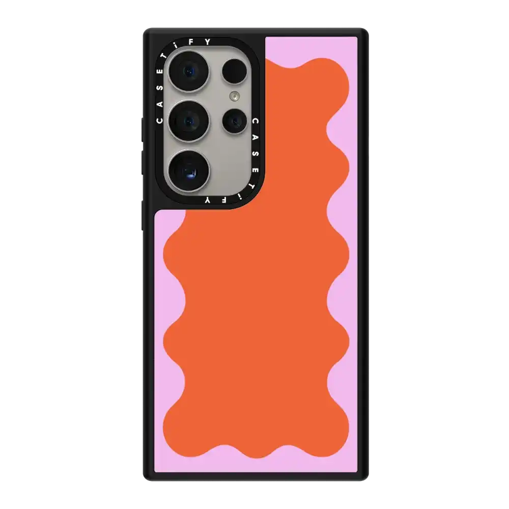 Pink Wavy Border on Orange