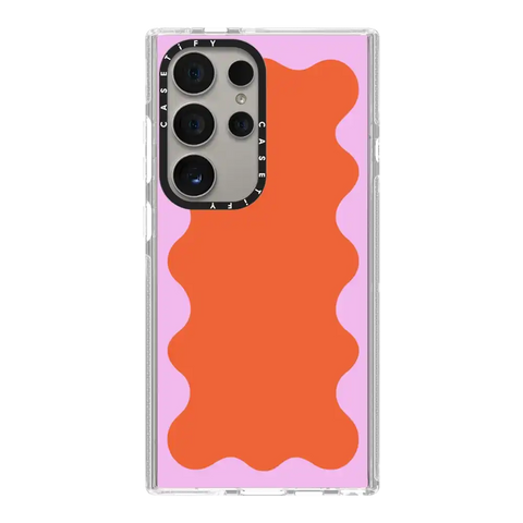 Pink Wavy Border on Orange