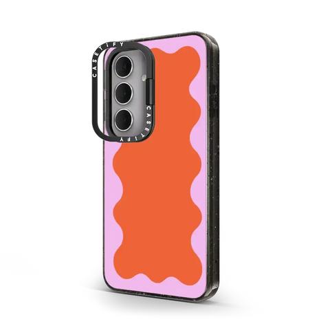 Pink Wavy Border on Orange