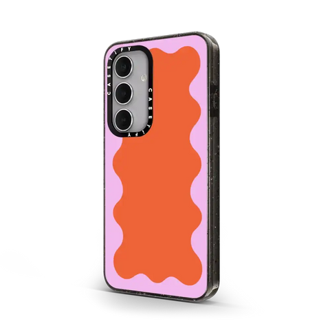 Pink Wavy Border on Orange