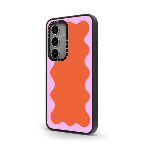 Pink Wavy Border on Orange