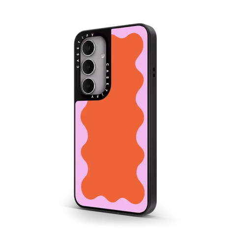 Pink Wavy Border on Orange