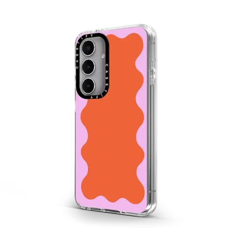 Pink Wavy Border on Orange