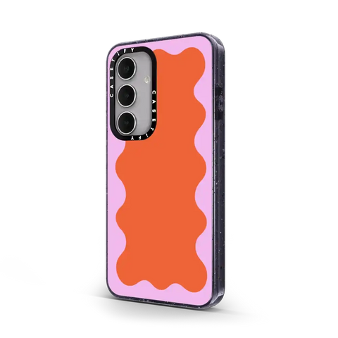 Pink Wavy Border on Orange