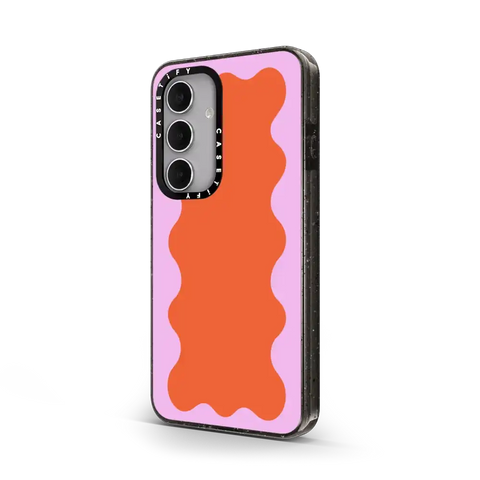 Pink Wavy Border on Orange