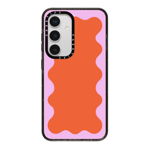 Pink Wavy Border on Orange