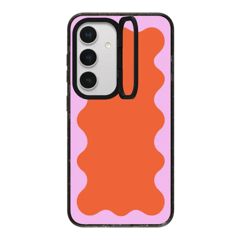 Pink Wavy Border on Orange