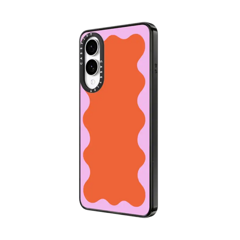 Pink Wavy Border on Orange