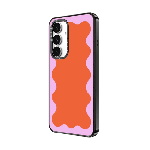 Pink Wavy Border on Orange
