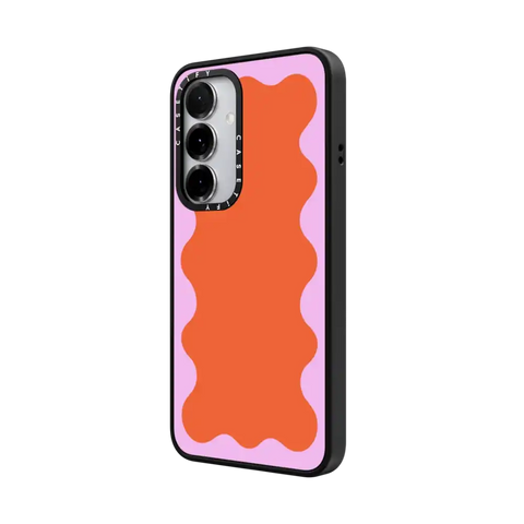 Pink Wavy Border on Orange