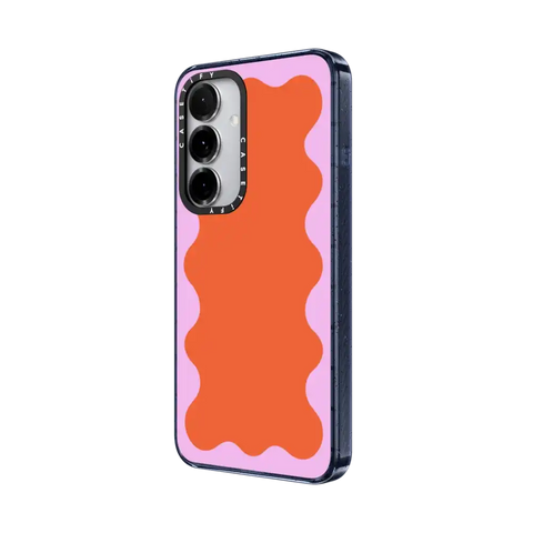 Pink Wavy Border on Orange